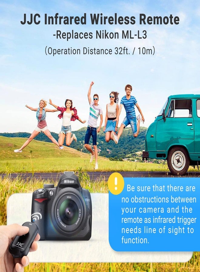 جي جي سي جهاز تحكم عن بعد لاسلكي بالأشعة تحت الحمراء من JJC، بديل لجهاز Nikon ML-L3، متوافق مع كاميرات Nikon D750، D610، D3400، D3300، D3200، D7500، D7200، D7100، D5500، D5300، D5200، D90، D80، Coolpix P900، P7800، P7700 - Image 2